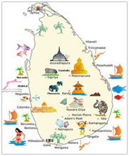 Sri Lanka Tourist Attractions on Map